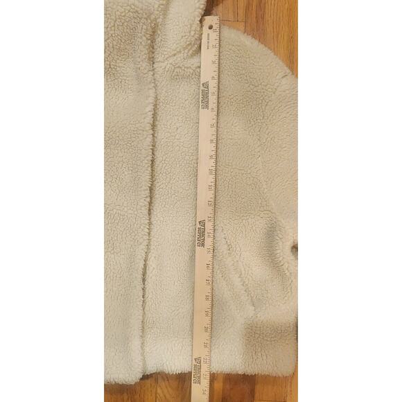 Zara Tan fleece jacket coat pockets fuzzy Women's size Small Warm Sherpa - Picture 3 of 6